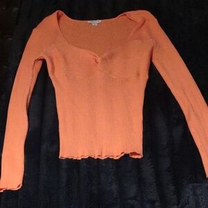 NWOT Coral Ribbed Long Sleeve Top